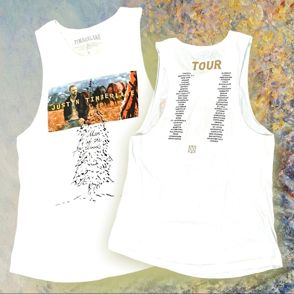 Justin Timberlake Graphic TankTop “Man of the woods” Tour Dates Women’s Small